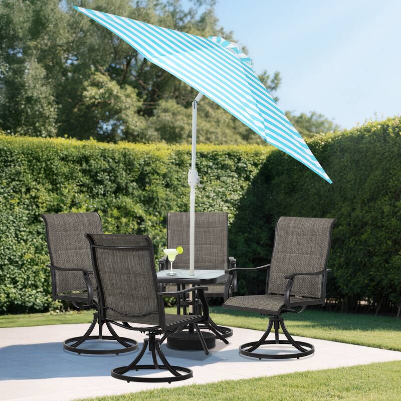 Aoodor 9FT Outdoor Patio Market Umbrella with Push Button Tilt and Crank