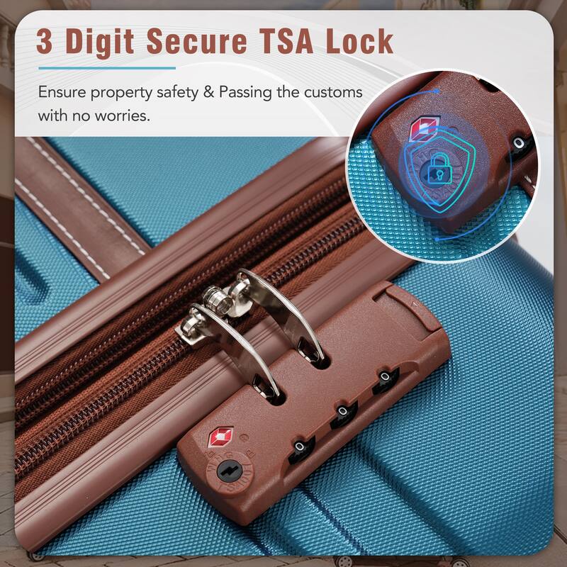 Lightweight 3-Piece Hardside Luggage Set with TSA Lock, 20" & 28" Spinner Suitcases & Cosmetic Case