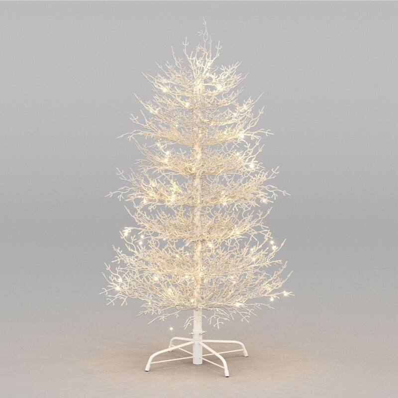 Snow-Flocked Pre-Lit Artificial Christmas Tree with Warm White LED Lights