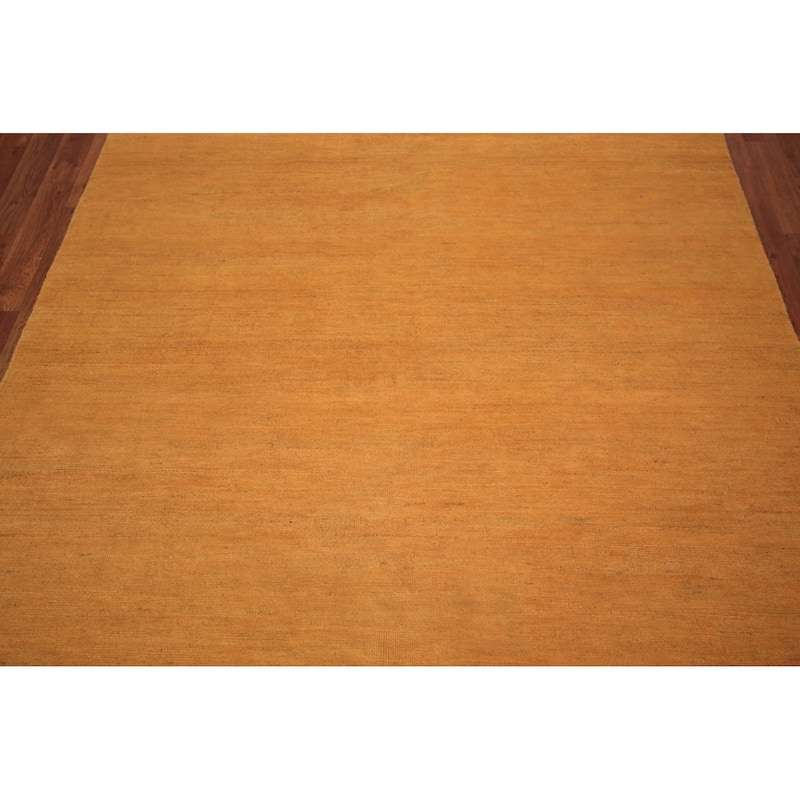 Orange Modern Gabbeh Oriental Area Rug Solid Handmade Wool Carpet - 5'4" x 7'9"