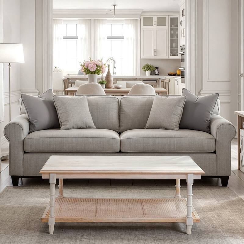 Handcrafted Wooden Rectangular Coffee Table - 42" - White