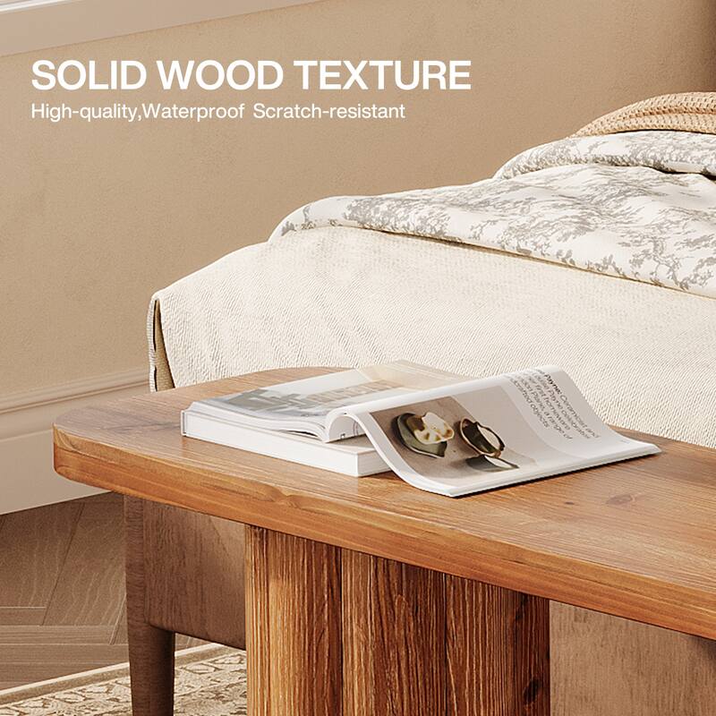 63" Extra Long Solid Wood Entryway Bench, Dining Bed End Accent Bench Seat for Living Room Foyer Bedroom