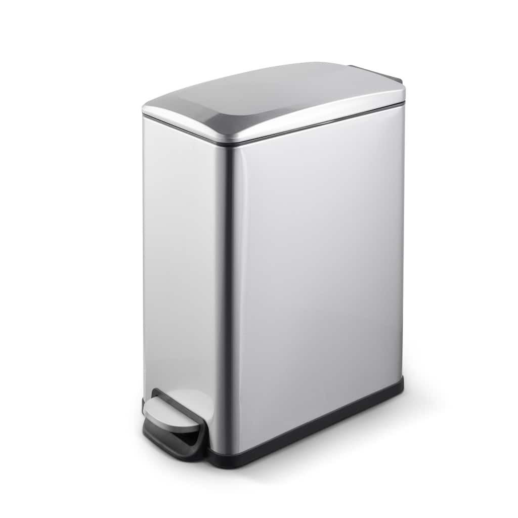 Innovaze 2.6 Gal./10 Liter Slim Stainless Steel Step-on Trash Can for Bathroom and Office