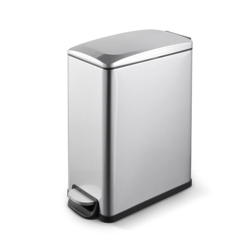 Innovaze 2.6 Gal./10 Liter Slim Stainless Steel Step-on Trash Can for Bathroom and Office