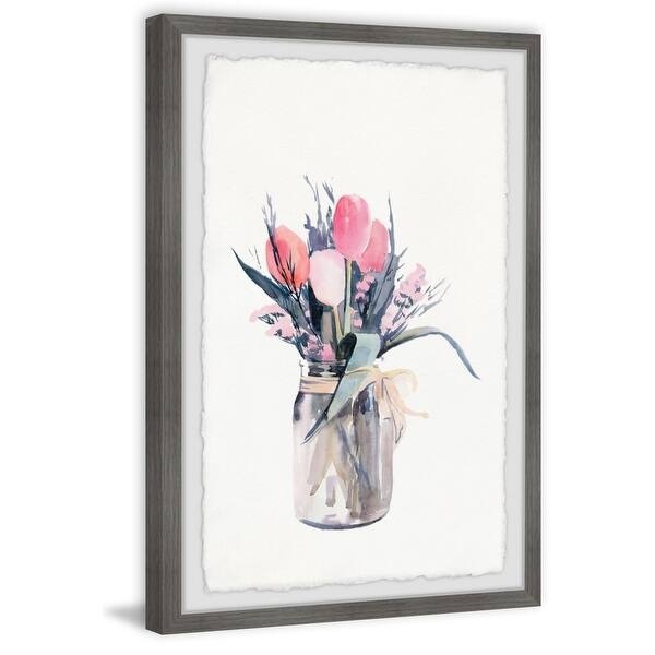 Tulip Painting Print - Floral Wall Art Home Decor - Framed Picture for ...