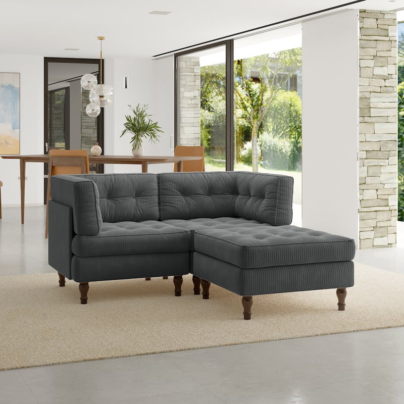 Oversized Sofa Corduroy Tufted Modular Sectional Set