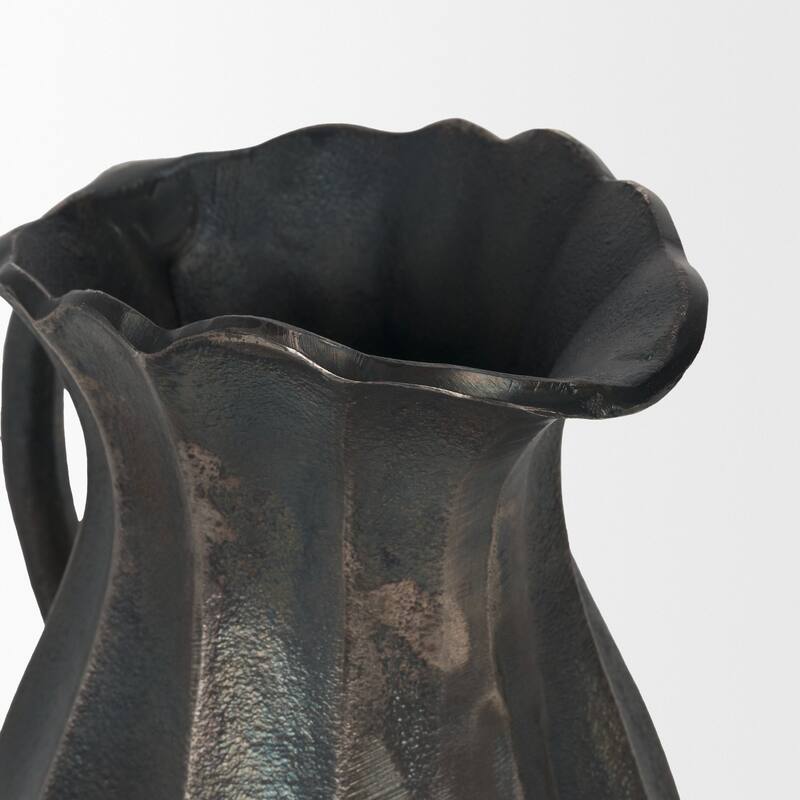 Anya Antiqued Brass Scalloped Petal Cast Metal Jug