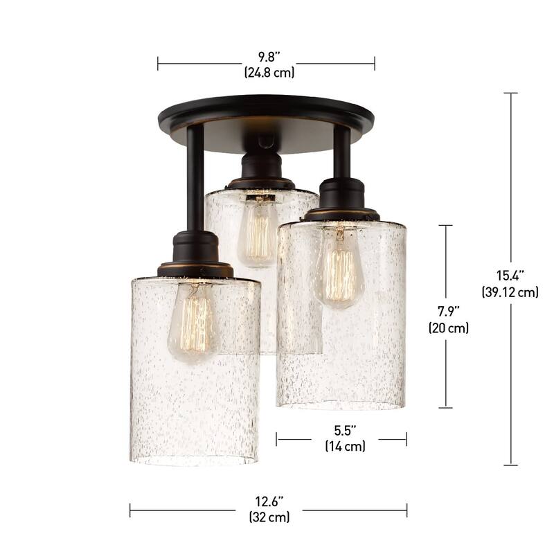 Bellevue 3 Light 13" Wide Semi-Flush Ceiling Fixture