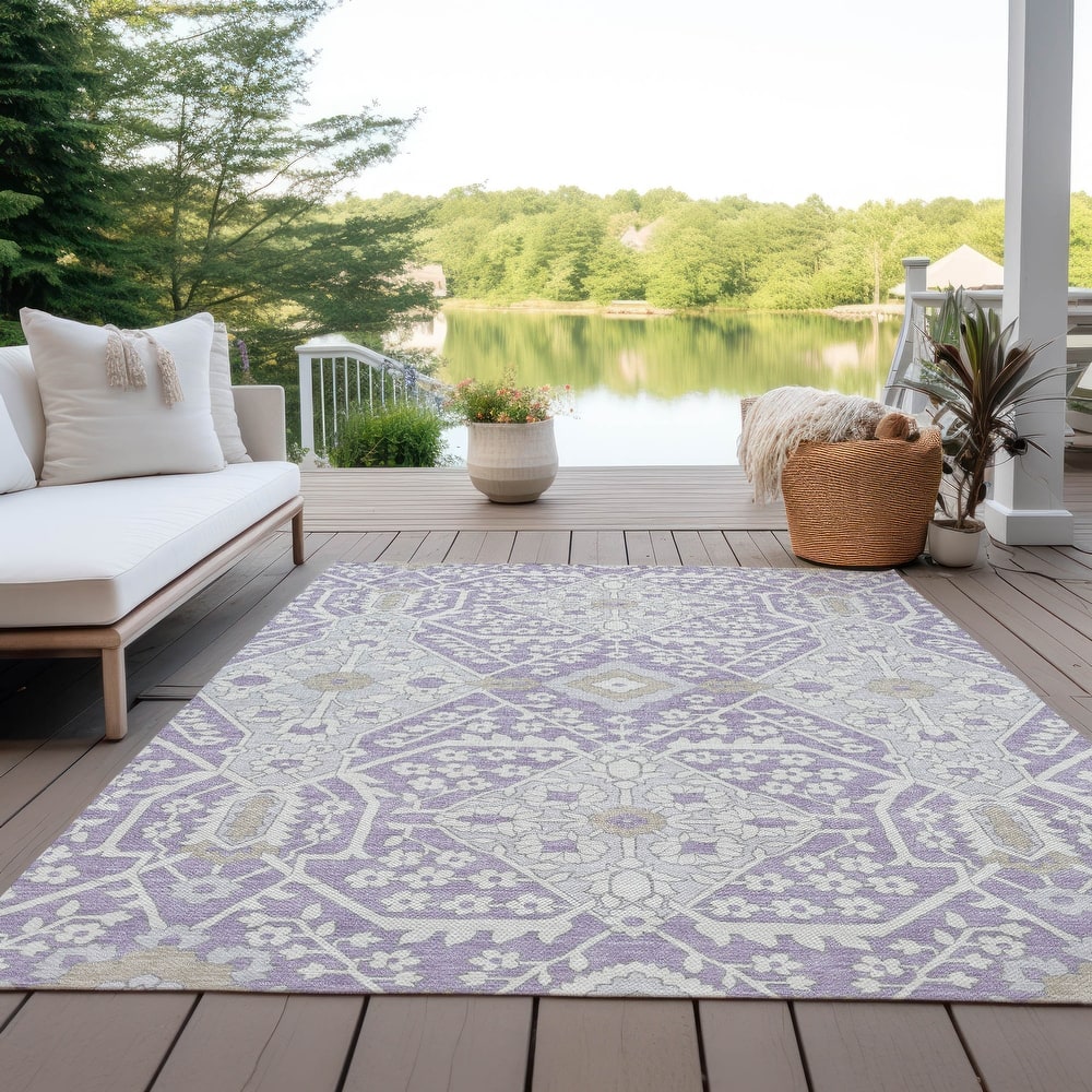 Machine Washable Indoor/ Outdoor Chantille Traditional Medallion Rug
