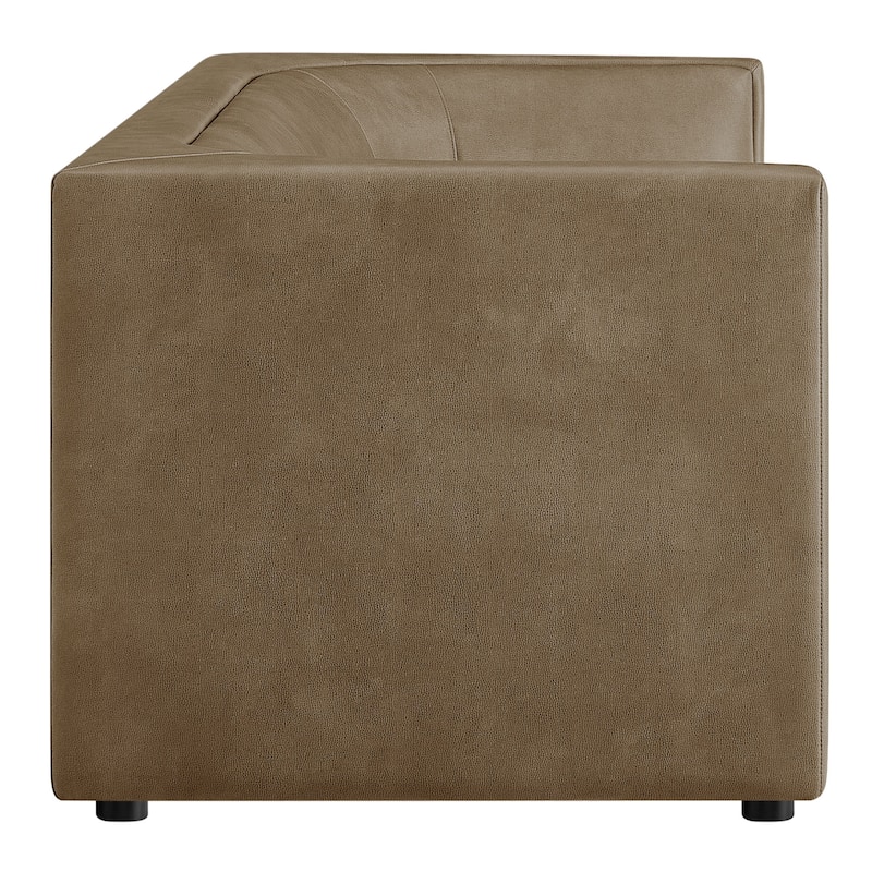 Hilda 86" Curved Back Vegan Leather Sofa