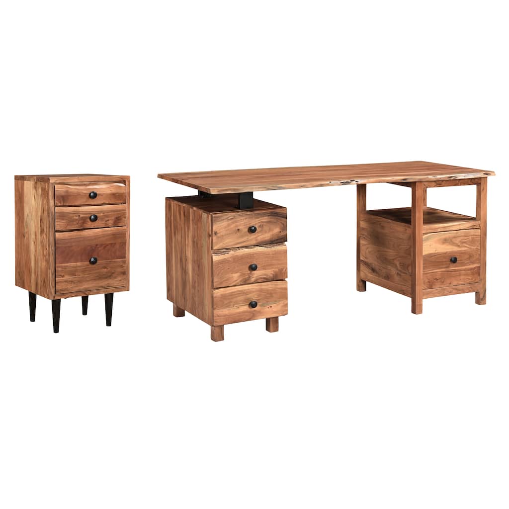 Sienna 2-piece Live Edge Solid Wood Desk Set