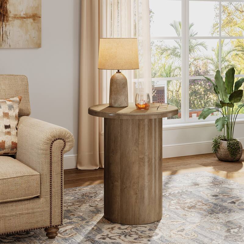 Farmhouse Round Side Table for Living Room