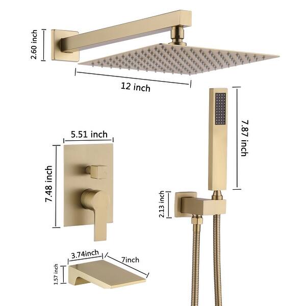 CERYPSA Shower System with Waterfall Tub Spout and Handheld Shower Head