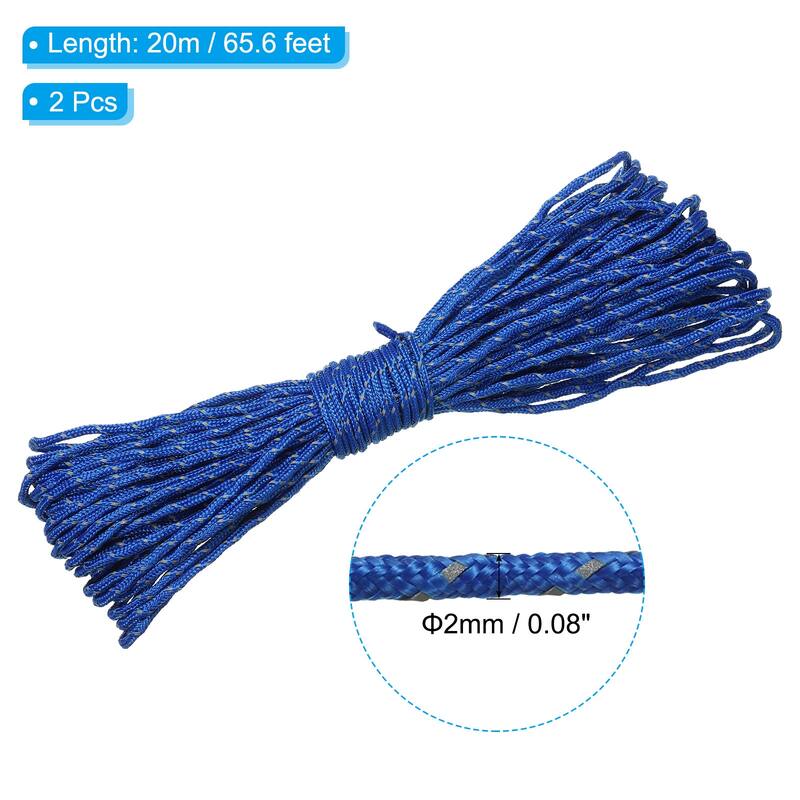 2Pcs Reflective Guyline Camping Paracord Tent Cord Guyline Rope - Dark Blue - 2mm