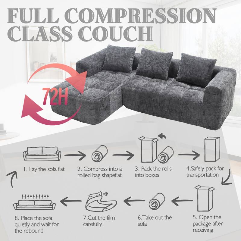 Chenille Fabric Modular L Shaped Sectional Sofa,Free Combination