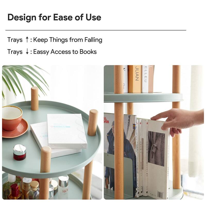 Rotating Storage Shelf, Adjustable Bookshelf, Multifunctional Rack