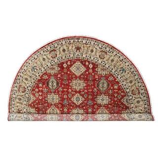 Shahbanu Rugs Fire Brick Red Karajeh with Geometric Medallions Design ...