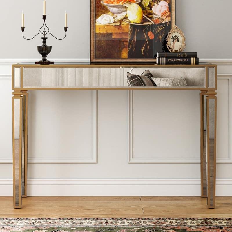Vintaged Antique Mirrored Console Table
