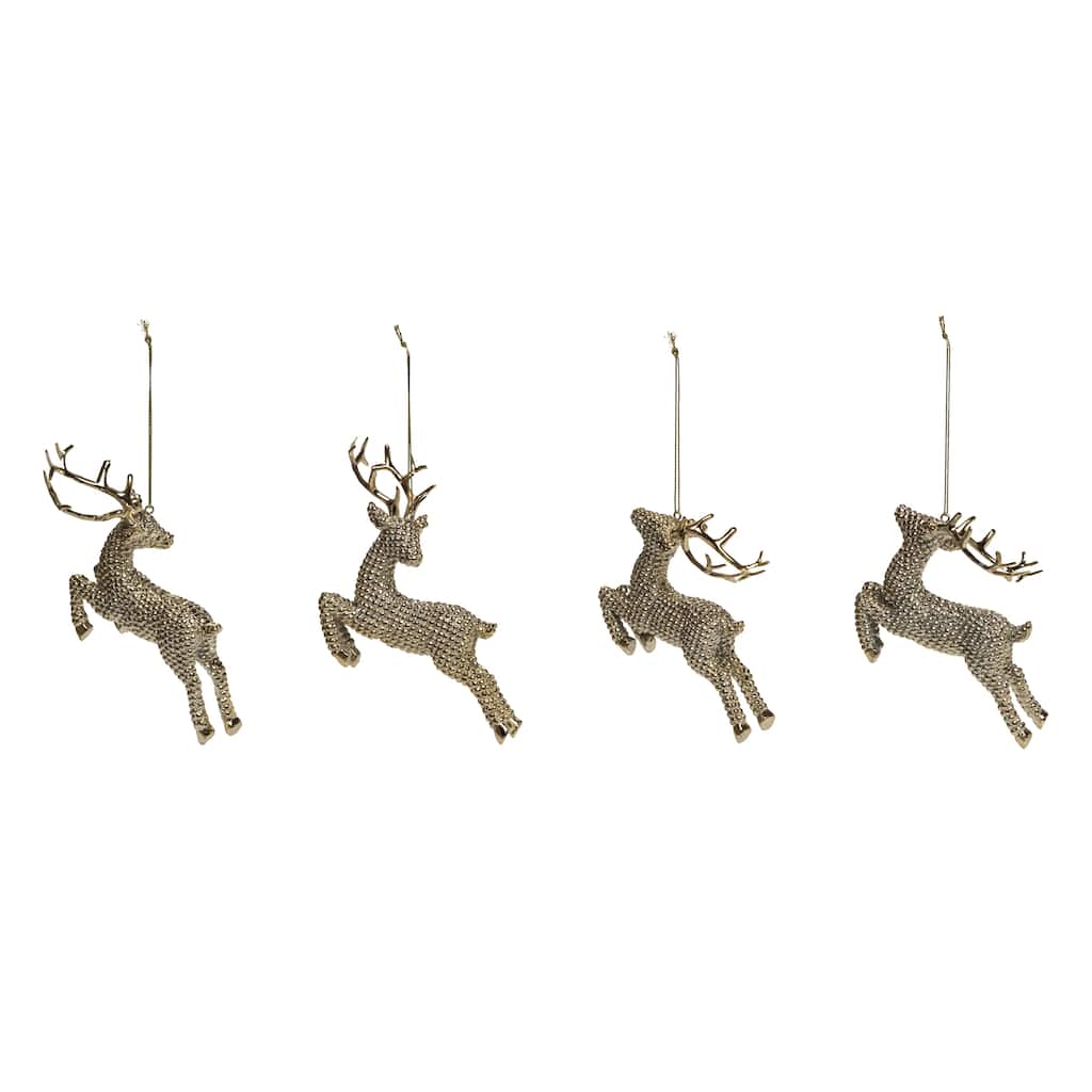 Transpac Resin Shiny Gold Reindeer Ornament Set of 4 Christmas Home Decorations