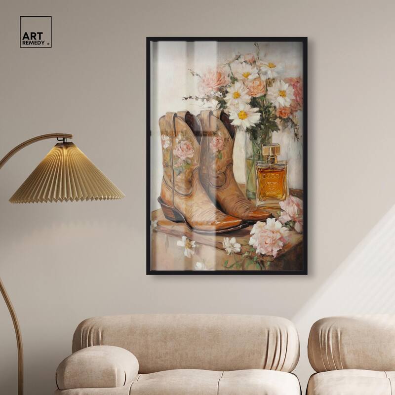Delicate Floral Boots II Shadowbox by Art Remedy