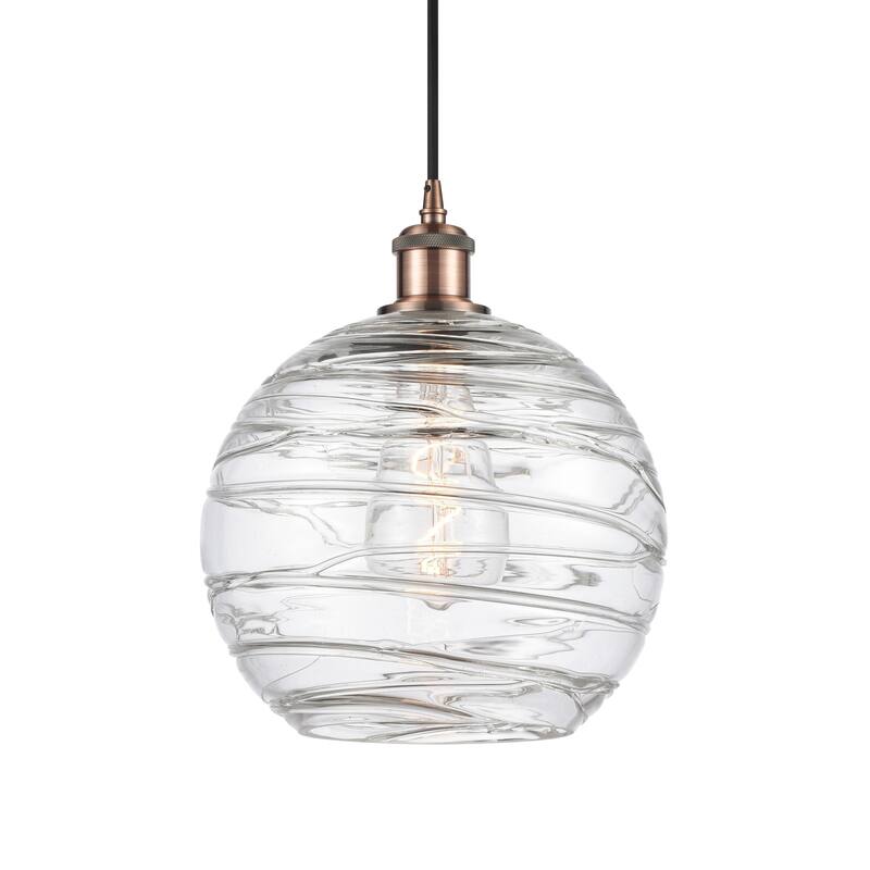 Innovations Lighting 516-1P-13-10 Athens Pendant Athens 10" Wide - Clear Deco Swirl / Antique Copper