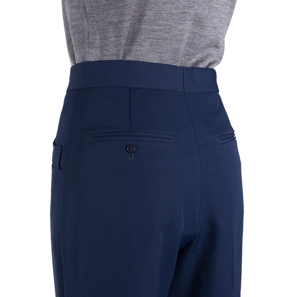 navy high waisted wide leg trousers
