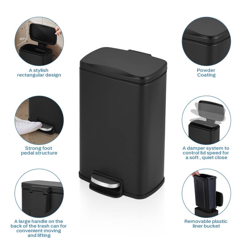 Innovaze 1.3 Gal./5 Liter Rectangular Step-on Trash Can for Bathroom and Office