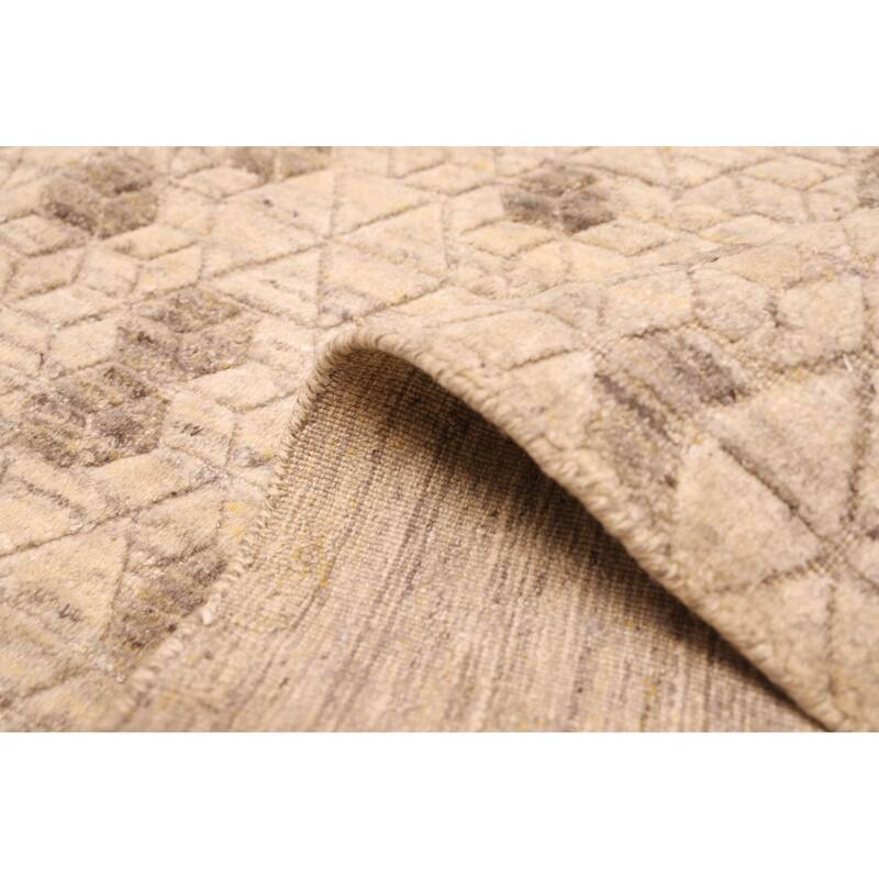 ECARPETGALLERY Hand Loomed Elysian Beige Wool Rug - 7'11 x 10'1