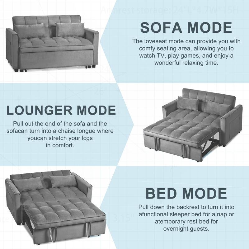 Versatile Convertible Sofa Bed with Reclining Backrest and Extra Pillows for Ultimate Comfort