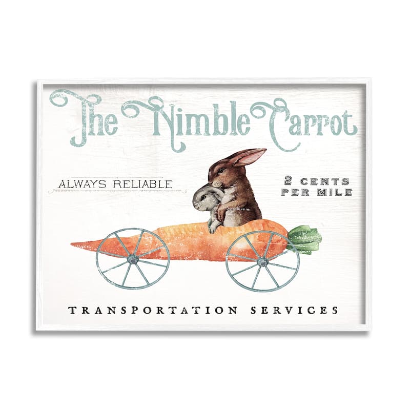 Stupell Vintage Easter Bunny The Nimble Carrot Transportation Advertisement Framed Wall Art - White - 14 x 11 - White