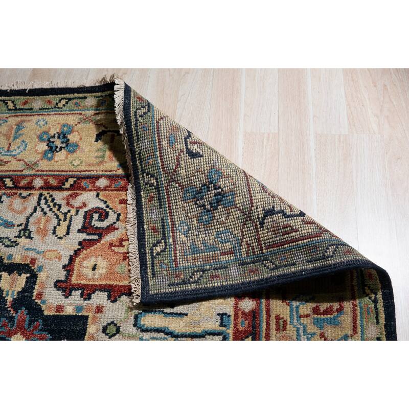 Handknotted Wool NAVY Heriz Serapi Pearl Collection Rug