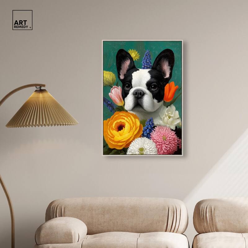 Secret Garden Frenchie Canvas by Art Remedy