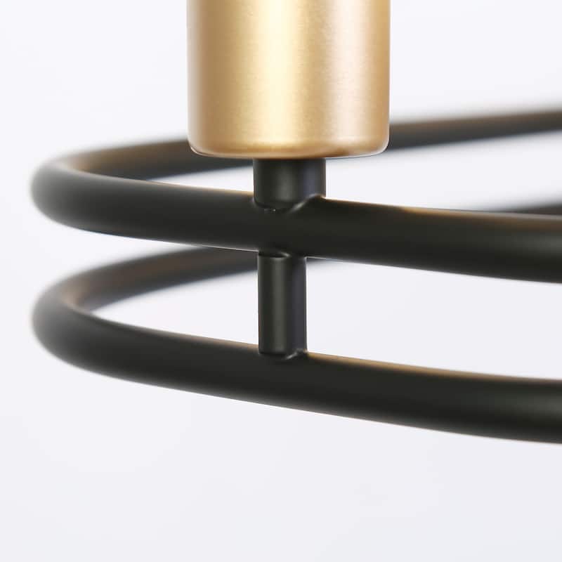 Marsie Modern Transitional Black Gold Large Size Bare Bulb Island Chandelier for Dining Room - 47.8"W x 11.6"D x 5"H