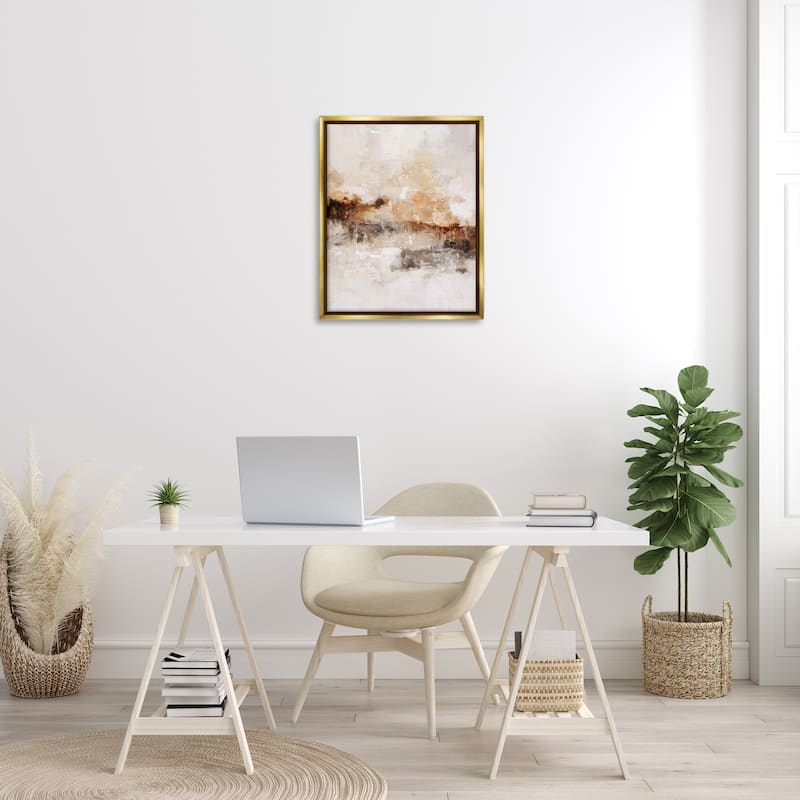Stupell Beige & Brown Abstract Framed Floater Canvas Wall Art Design by Ros Ruseva