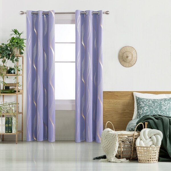 Deconovo Gold Wave 42 Width Curtain (2 Panel) - Bed Bath & Beyond