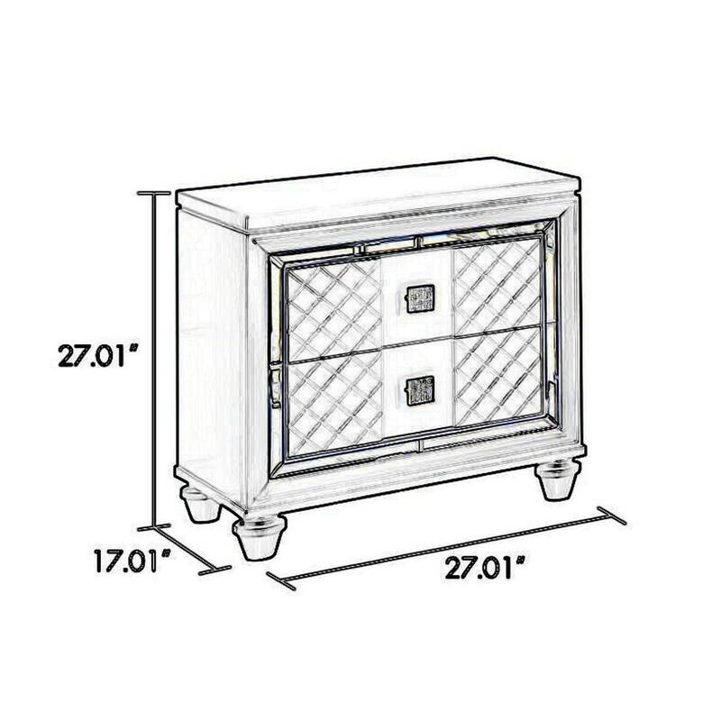 Charcoal Gray/Silver 2 Drawer 17.01 in. W Nightstand with Sturdy Hardware and Ample Storage