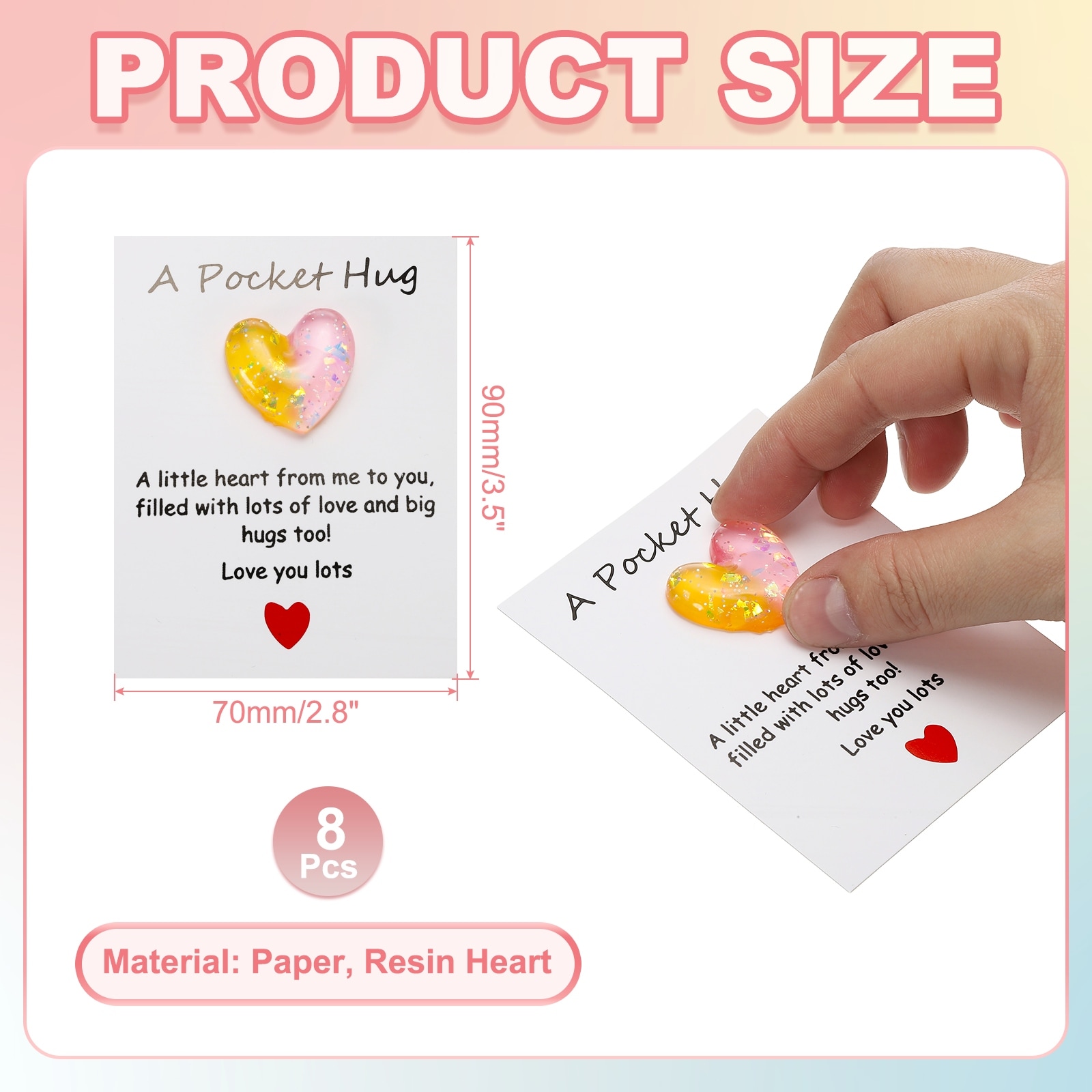 Pocket Hug Heart with Greeting Card, Pocket Hug Token Cards