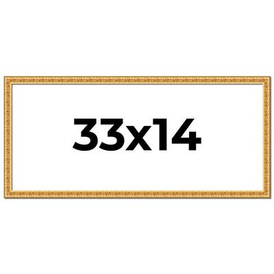 33x14 Frame Gold Real Wood Picture Frame Width 1 inches | Interior