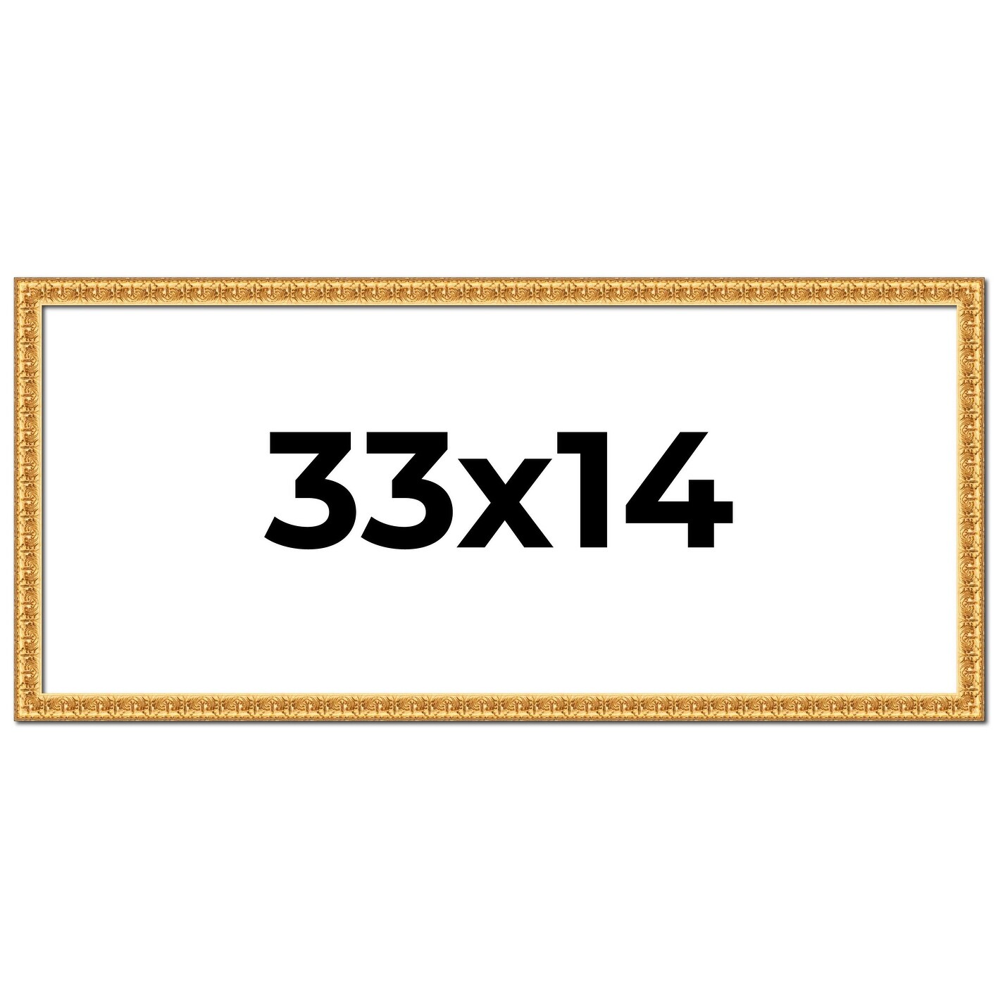 33x14 Frame Gold Real Wood Picture Frame Width 1 inches | Interior