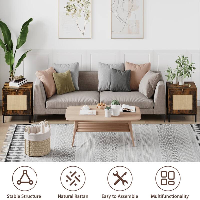 Natural Rattan Side Table