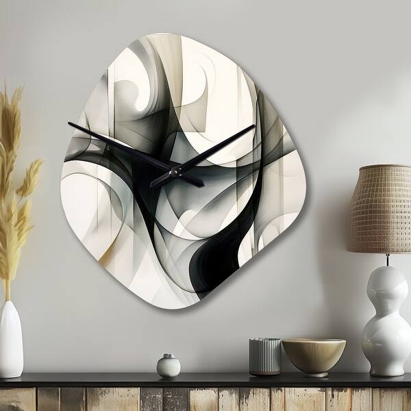 Abstract Neutral XIV - Abstract Geometric Wall Clock in Asymmetrical ...