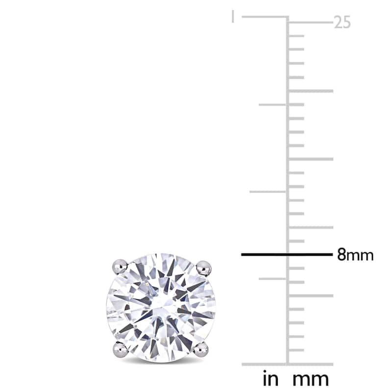 Miadora 4ct DEW Moissanite Solitaire Stud Earrings in 14k White Gold