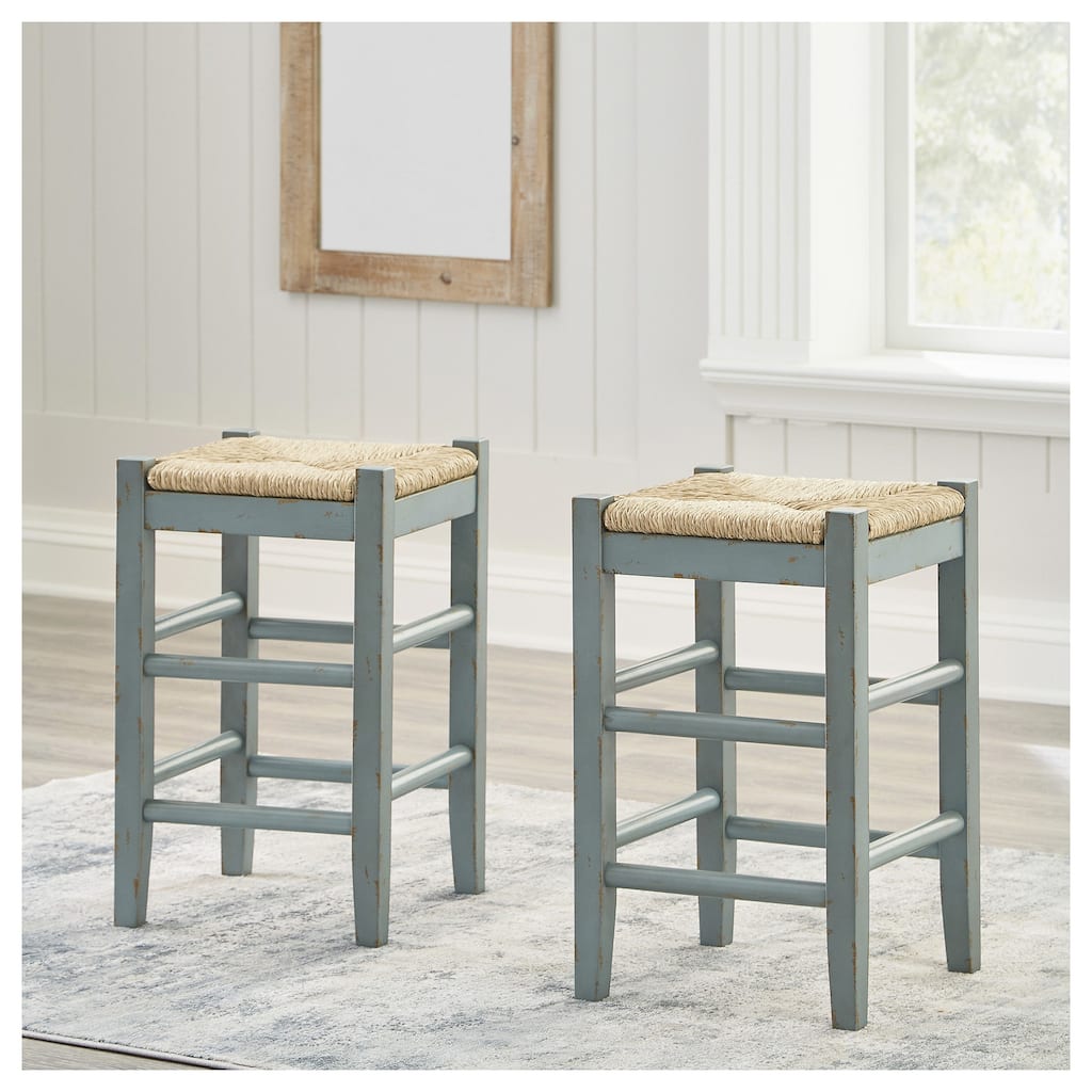 Ashley Furniture Mirimyn Teal Stool (Set of 2) - 15"W x 15"D x 24"H