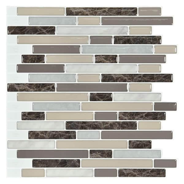 slide 8 of 14, Art3d 10-Piece Stick on Backsplash Tile for Kitchen, 12" x 12" Vinyl Decorative Tiles 11.8 inch × 11.8 inch - Multi-Color