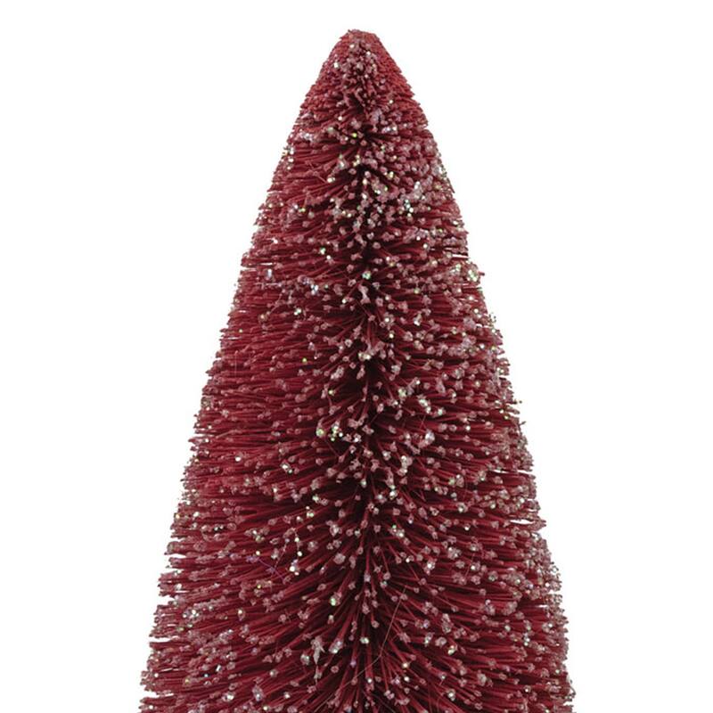 Bottle Brush Tree with Wood Base and Glitter
