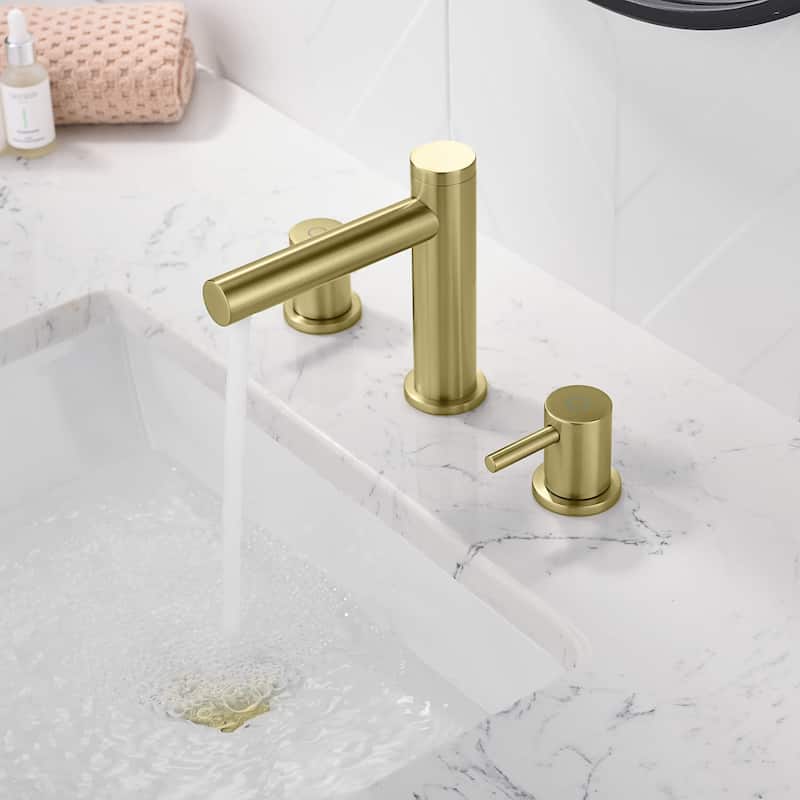 Circular 8" Bathroom Sink Widespread Faucet with Drain Assembly