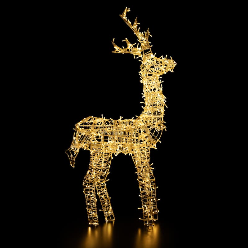 48" White LED Upright Standing Reindeer Christmas Outdoor Decoration