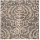 SAFAVIEH Florida Shag Honey Ornate Damask 1.2-inch Thick Rug - 5' x 5' Square - Grey/Beige