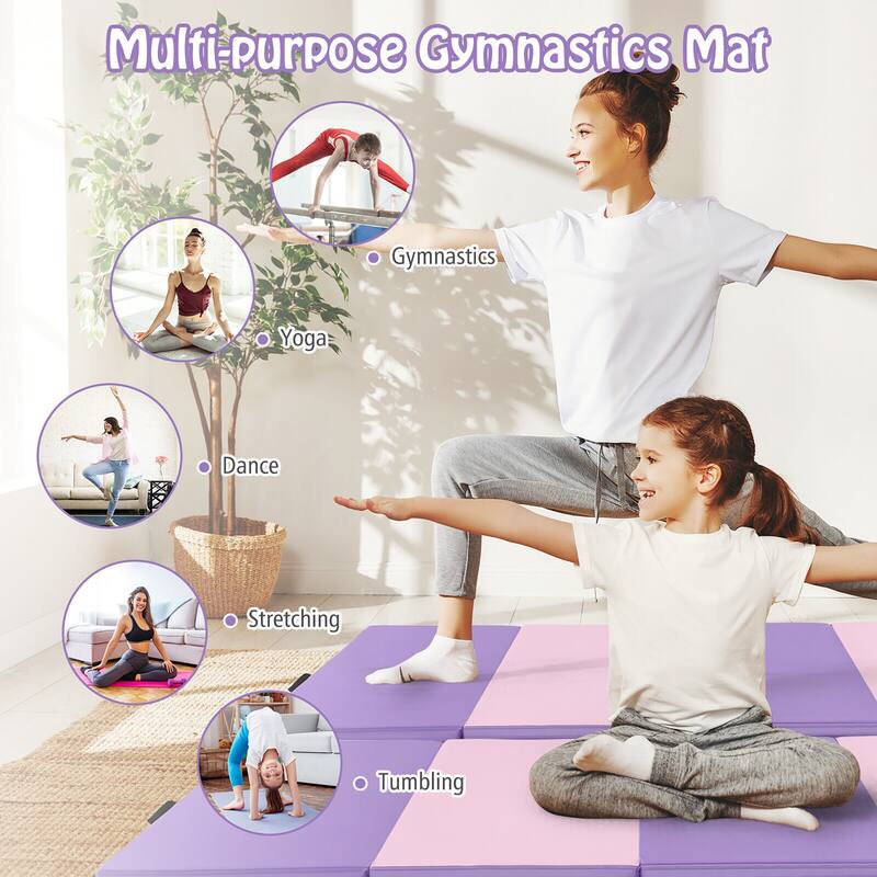 Gymax 8' x 4' x 2'' Folding Gymnastics Mat Tumbling Exercise PU