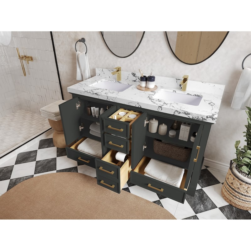 Willow Collections 60 in. W x 22 in. D Charlotte Double Sink Bathroom Vanity with Countertop
